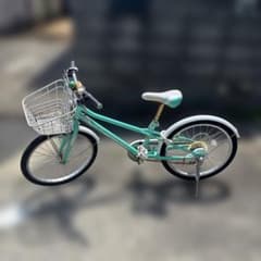 子供用自転車 ミントグリーン　２６インチ【埼玉県川口市まで引き取り限定】 引き取り限定 子供用自転車 ミントグリーン チェック柄シート 22インチ