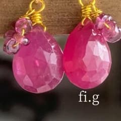 14kgf ルビー×マラヤガーネット プチピアス イヤリング 天然石 - メルカリ