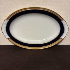 大倉陶園 ロイヤルブルー 瑠璃クラウンエンボス オーバルプレート