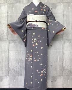 宝尽くし 小紋 着物 フルセット 袷 正絹 グレー 普段着物 名古屋帯NO4 宝尽くし 小紋 着物 フルセット 袷 正絹 グレー 普段着物 名古屋帯NO4