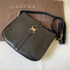 CELINE オールドセリーヌ ショルダーバッグ 黒 カーフレザー イタリア製のサムネイル