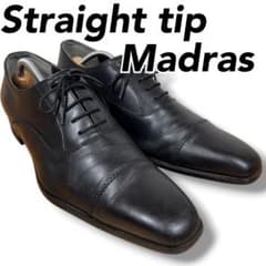 美品✨　Madras ストレートチップ ビジネスシューズ 黒　レザー　EEEのサムネイル