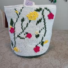 ハンドメイド 手編み 花柄 バッグのサムネイル