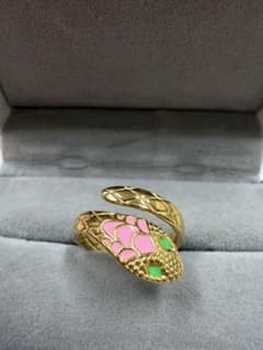 遺品整理 生前整理 断捨離)ゴールドリング 金 指輪 レトロ 蛇デザイン