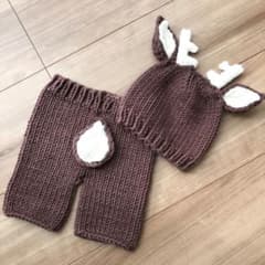 ニューボーンフォト　クリスマス　トナカイ　コスチューム　コスプレ　子鹿　新生児のサムネイル