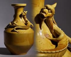 中華陶瓷 稀少双耳花瓶 台北早期任克重监製 年代品 美術品 古董品 收藏