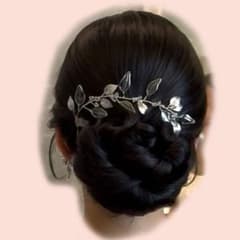 ディップアート　ヘッドドレス　ヘアアクセサリー　シルバー　ブライダル　結婚式のサムネイル