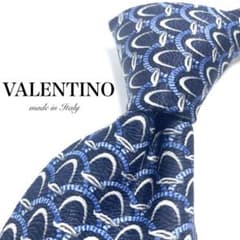 極美品】VALENTINO ネクタイ 小紋柄 ネイビー イタリア製 お洒落 