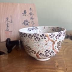 京焼　平安七甫作　色絵　模様絵変わり　花文　玉露碗　六客　共箱　M　R6838 色絵桜花文 平安 晃雲 京焼 共箱 抹茶碗 - メルカリ