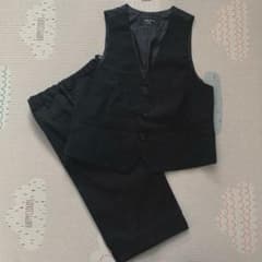 コムサイズム　黒ストライプ フォーマルショートパンツ&ベストセット160のサムネイル
