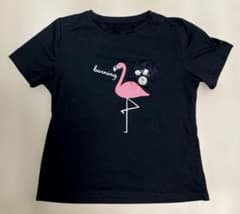 フラミンゴ プリント 半袖 Tシャツ ブラック　フリーサイズのサムネイル