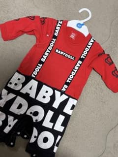 BABYDOLL ロンパース サスペンダー風 レッド 70cmのサムネイル