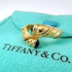 美品レア オールドティファニー ツイスト サファイア リング 11号 k18