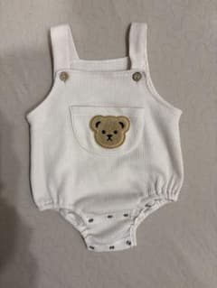 ホワイトロンパース クマ刺繍 73cm ホワイトベージュのサムネイル