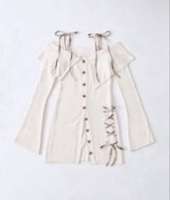 Belle Charme レースアップオフショルニットワンピのサムネイル