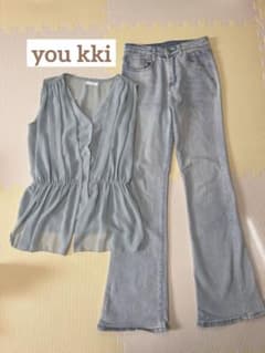 you kki シフォンブラウス デニムパンツ セットアップのサムネイル