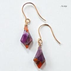 No.839✨天然石✨レッドパープルコッパーの一粒ピアス イヤリング