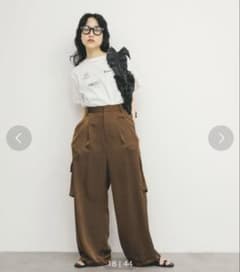 サテンカーゴパンツ レディース ポリエステル100%のサムネイル