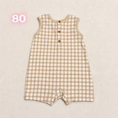 유니클로 유니클로 아기 롬퍼스 깅엄 체크 80 얇은 소매 없음