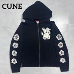 希少デザイン CUNE キューン ジップパーカー サボテンうさぎ 花柄