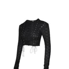 THEREDTHREAD S lace up cardigan blackのサムネイル