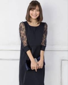 Sweet Mommy マタニティワンピース ネイビー レース　授乳服のサムネイル