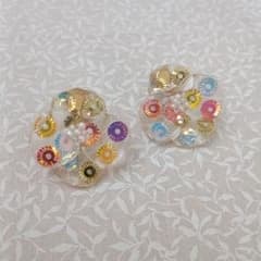 イヤリング スパンコール アクセサリー マルチカラー フラワーのサムネイル