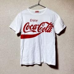 Coca-Cola Short-Sleeve Logo T-Shirt, Size M, White, Big Print, Red and White, American Casual Style, Unisex