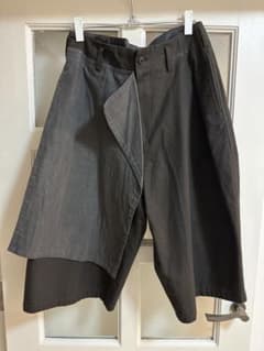 Yohji Yamamoto ラップワイドパンツ 変形アシンメトリー ブラック