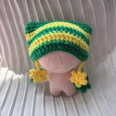 ぬい服 10cm 編み物 ネコ耳ニット帽のサムネイル