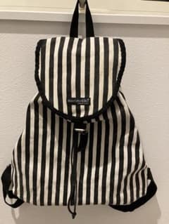 Marimekko マリメッコ リュック キャンパス　ボーダー　白黒　ママバッグのサムネイル