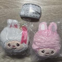 モンチッチ フェイスぬいぐるみ リボンチャーム付き チムたん 白 ピンクセットのサムネイル