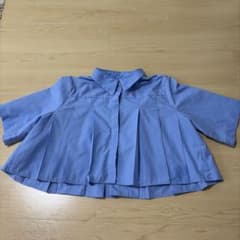 プリーツブラウス 半袖 ブルーのサムネイル