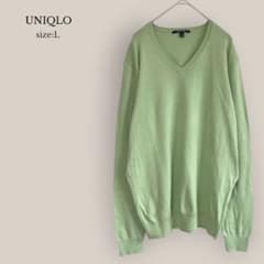 유니클로 UNIQLO 프리미엄 코튼 V 넥 스웨터 긴팔 남성 그린