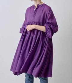 BEARDSLEYビアズリー リネンギャザーチュニック パープル - メルカリ