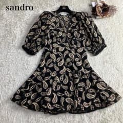 美品✨Sandro ペイズリー柄 コットン ミニワンピース ドレス フレア