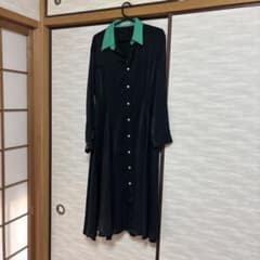 ha|za|ma ボタン付きシャツワンピース 黒と緑 - メルカリ