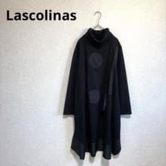 Lascolinas タートルネック異素材切替ワンピース 韓国製 黒 M〜L