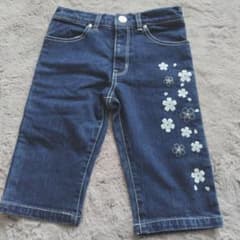 namitatsu デニムハーフパンツ 桜刺繍 キッズ 110cm　ジーンズのサムネイル