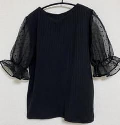 【なんさん専用】ロペピクニック袖シースルーカットソー（黒色）のサムネイル