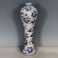 Blue flower plum vase Jingdezhen ceramics ornaments modern crafts fine art figurines