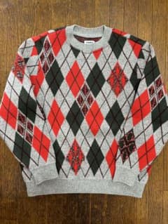 か*の様 極美品！Bshop別注COOHEMクラッシュドアーガイルニットLコーヘ 極美品！Bshop別注COOHEMクラッシュドアーガイルニットLコーヘン