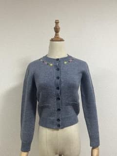 DOLCE&GABBANA】刺繍カーディガン ニットブルー 花柄ボタン 美品