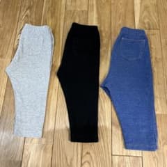 UNIQLO ベビー用レギンス3点セット（グレー・黒・青）80のサムネイル