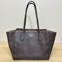 GUCCI グッチ スウィング トートバッグ ハンドバッグ グレー ピンク