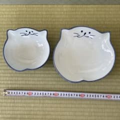 猫の顔型陶器皿セット（2点）　のらやのサムネイル