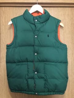 極美品】ポロラルフローレン リバーシブル ダウンベスト 緑×オレンジ