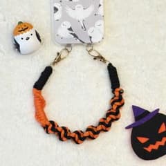 ★ハロウィンカラー★ ハンドストラップ パラコード オレンジ ブラックのサムネイル