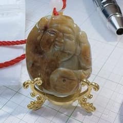 CS-0371-1天然本翡翠《本物保証》天然黄翡翠 財神様 重さとして鑑賞用