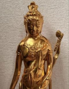 稀少仏像 観音菩薩像 金色 仏教美術 仏具 骨董品金メッキ 観音菩薩立像